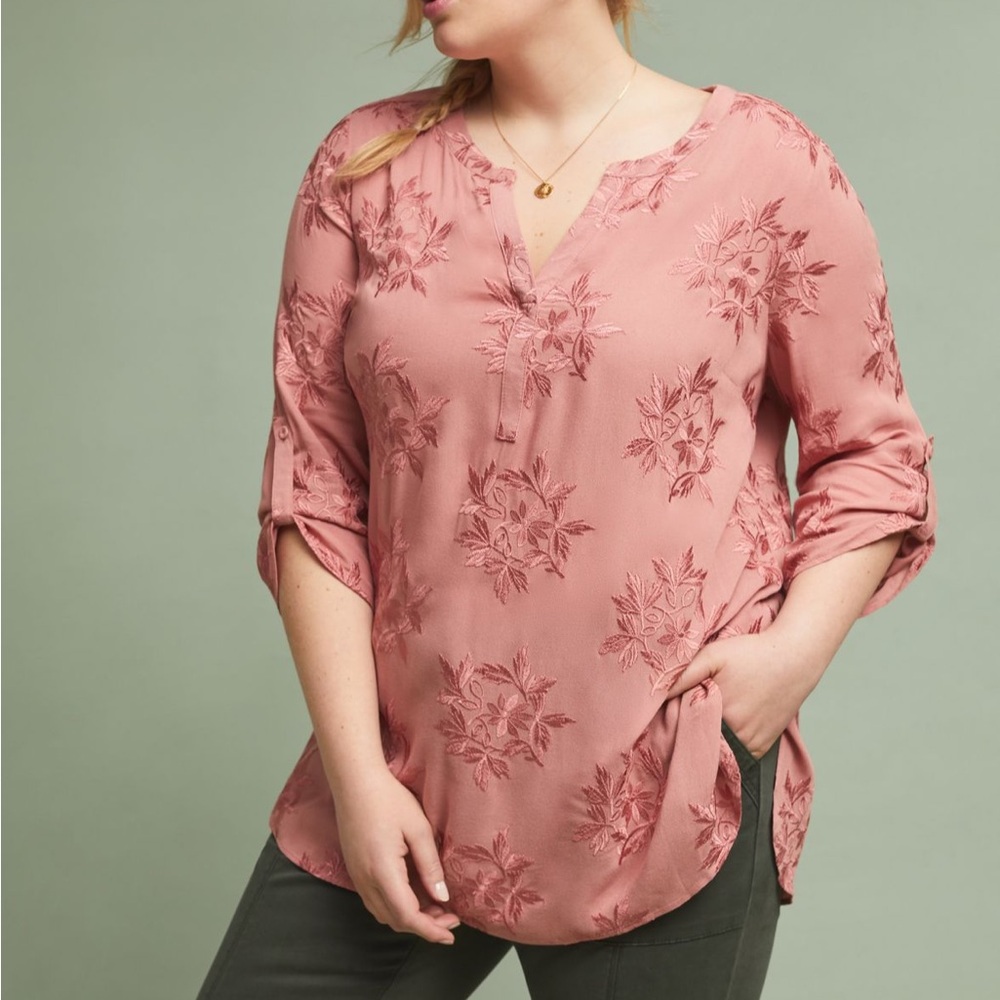 Anthropologie Kew Embroidered Tunic